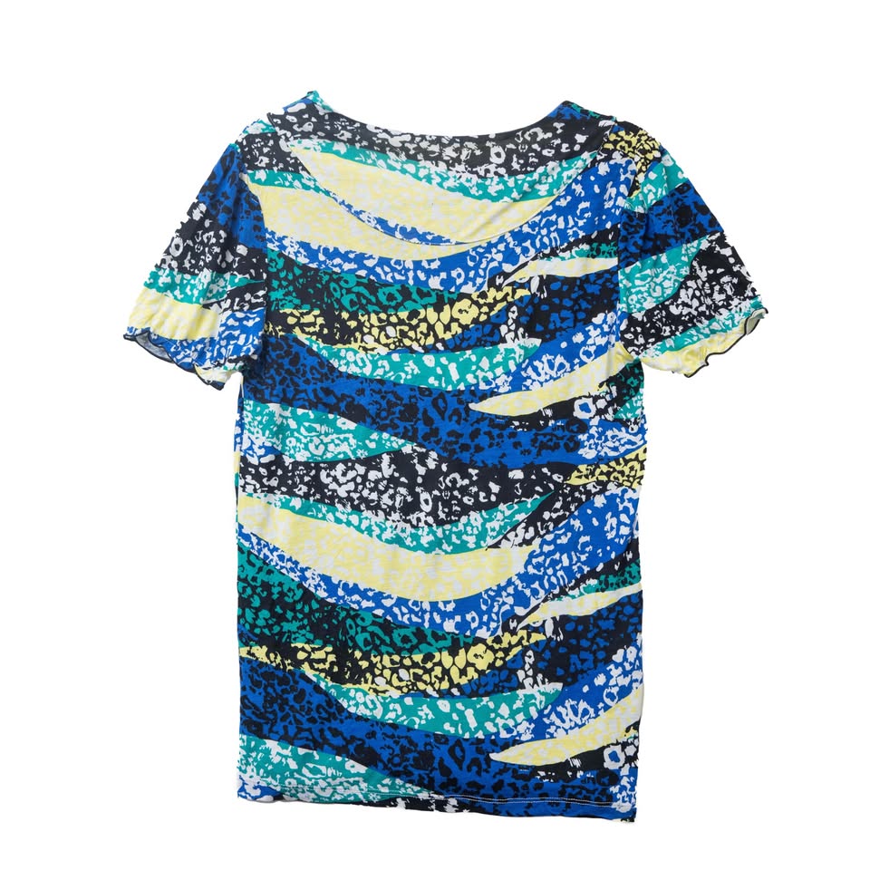 Women's Summer Casual Round Neck Short Sleeve Top Blue/Green/Yellow