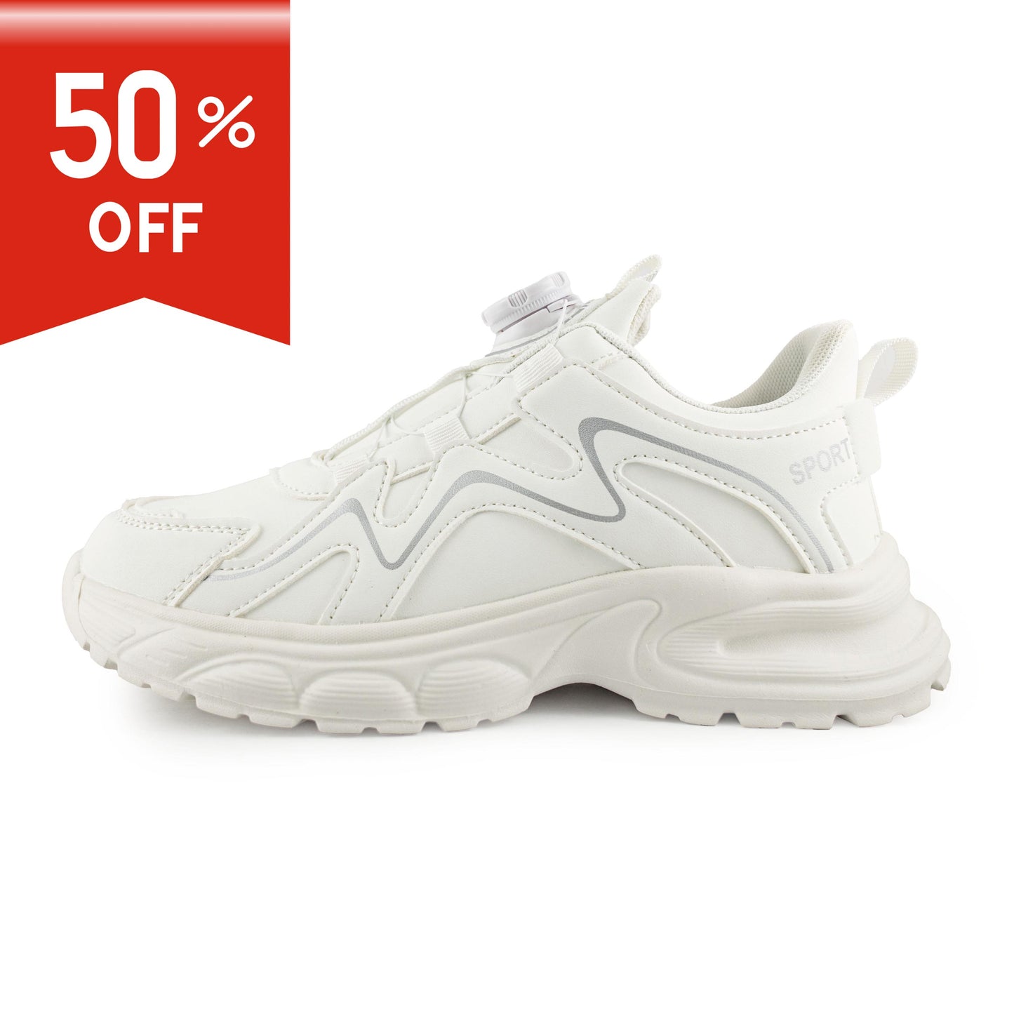 Kids' Rotary buckle Sneakers - A28666 White