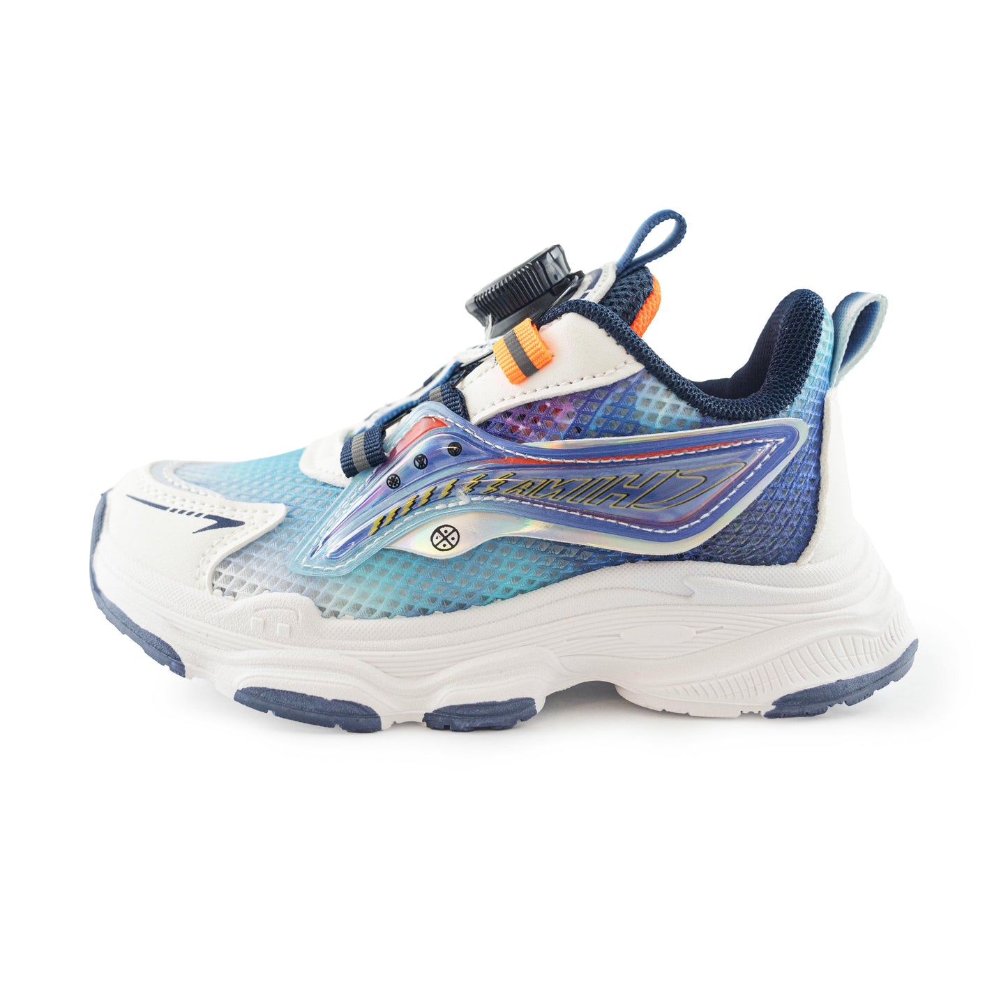 Kid's Rotary buckle Sneakers - Orange/Blue/White D3032