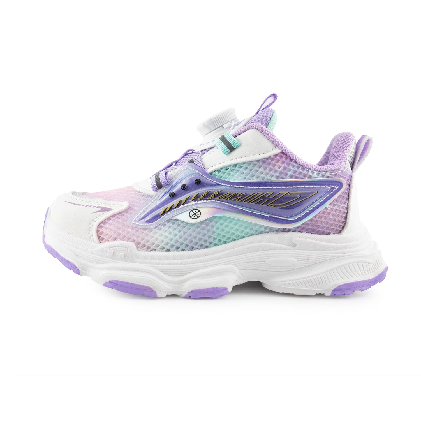 Kid's Rotary buckle Sneakers - Purple/White D3032