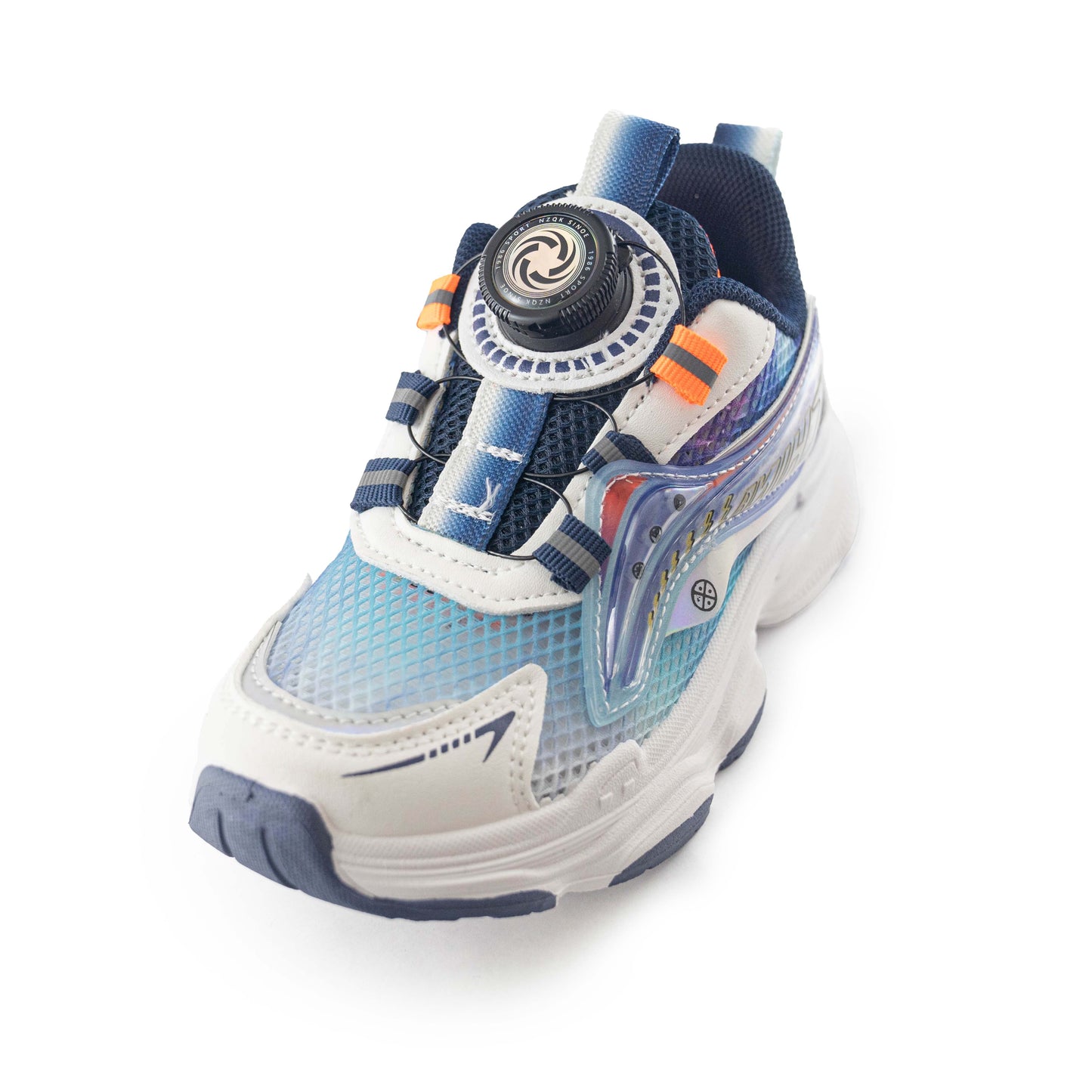 Kid's Rotary buckle Sneakers - Orange/Blue/White D3032