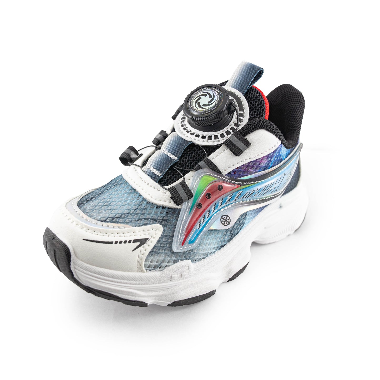 Kid's Rotary buckle Sneakers - Blue/White/Black/Red