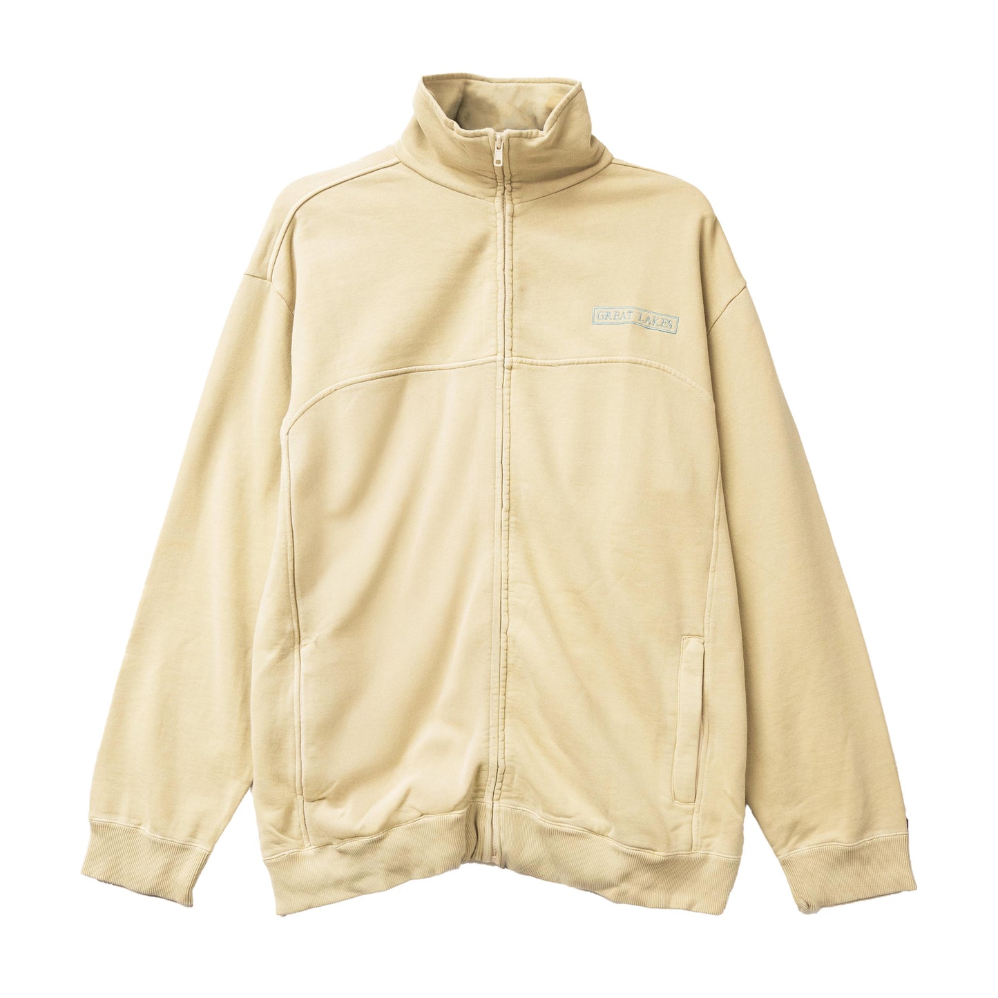 Men's Stand Neck Fleece Zipper Sports Jacket Cream