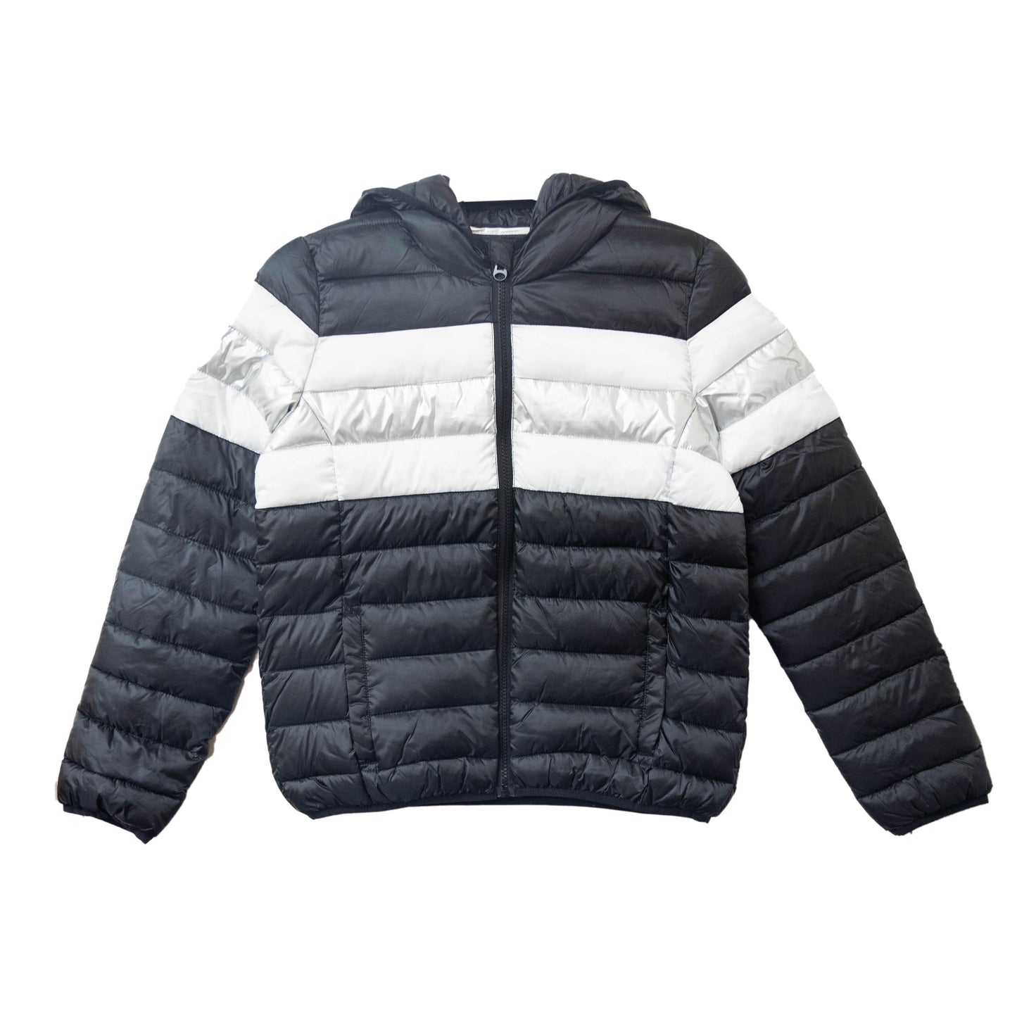 Numero Quilted Packable Hooded Full Zip Women's Puffer Jacket black/white/sliver
