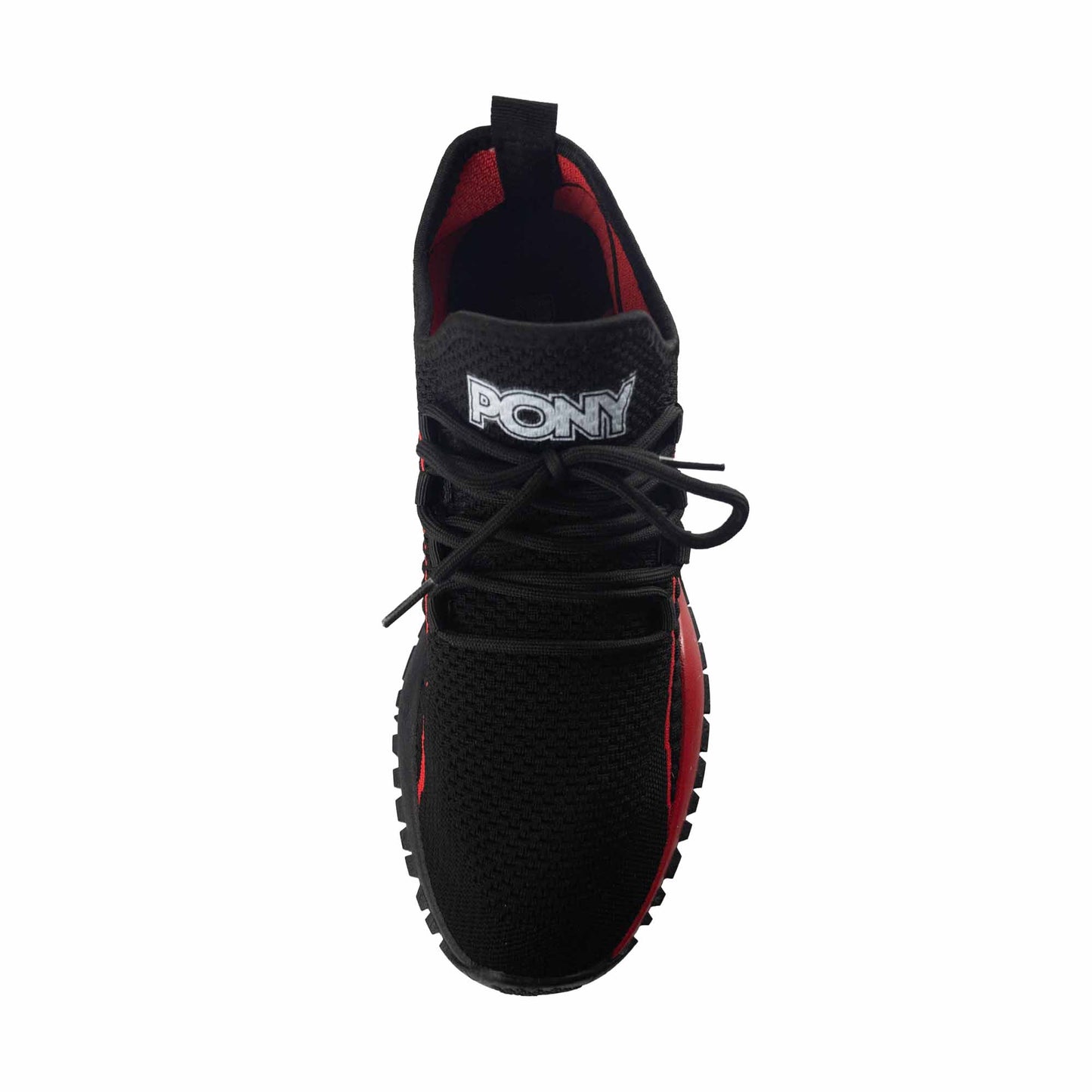 PONY PP1 ROCKY KNIT LACE-UP LOW SPORTS MEN SHOES BLACK/RED