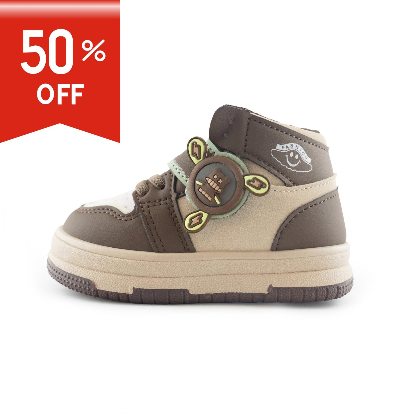 Kids' Cute Bear High-Top Sneaker SY183 Brown