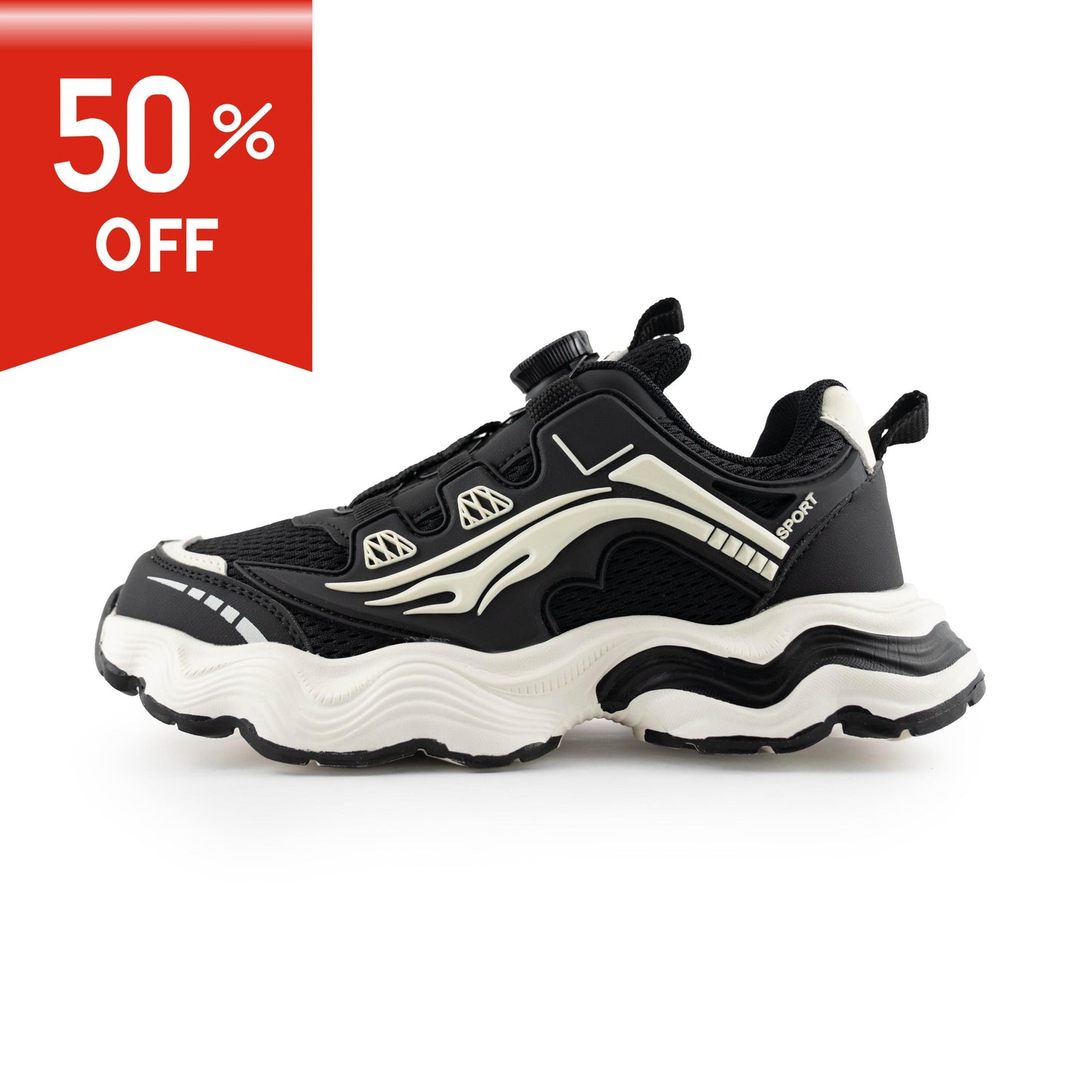 Youth Chunky Rotary buckle Sneakers - 8903 Black