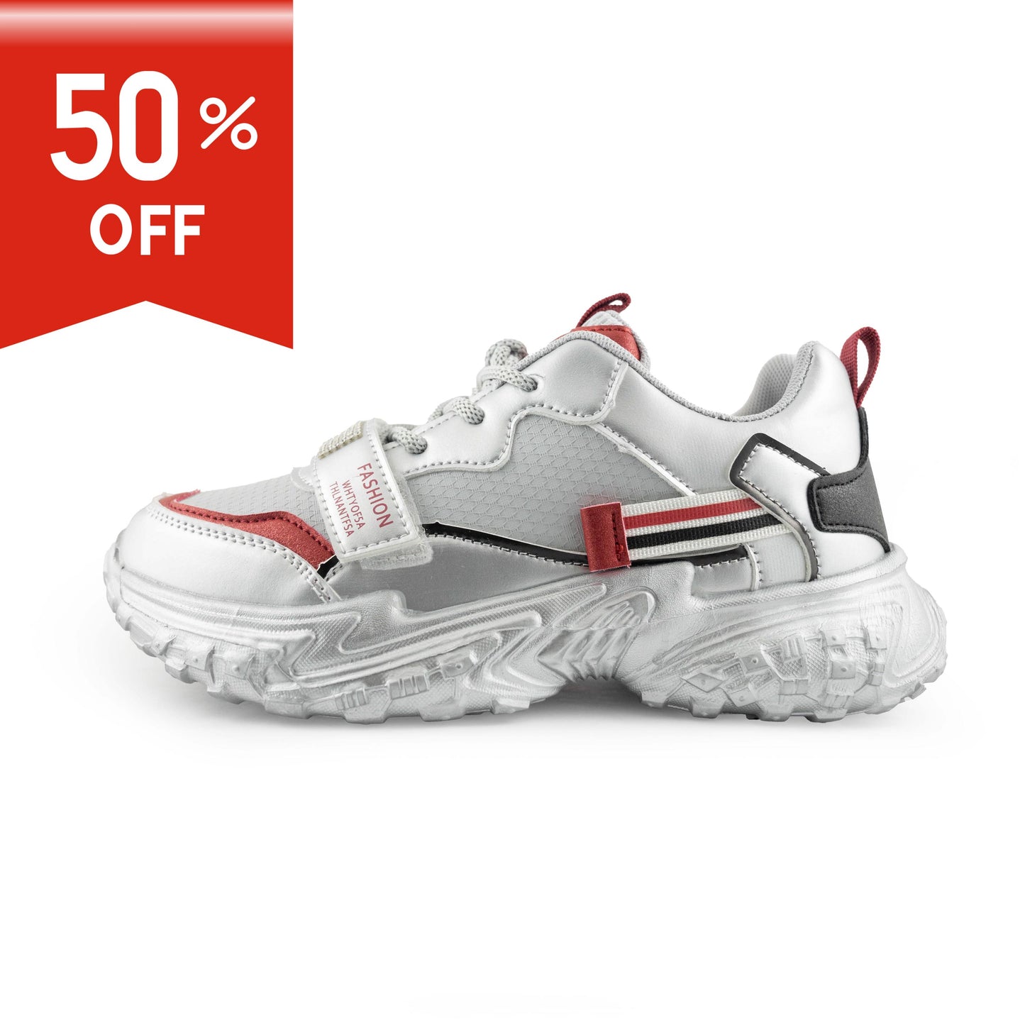 Youth Life Style Sneaker - B28127 Red/Sliver