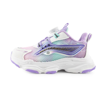 Kid's Rotary buckle Sneakers - Purple/White D3032