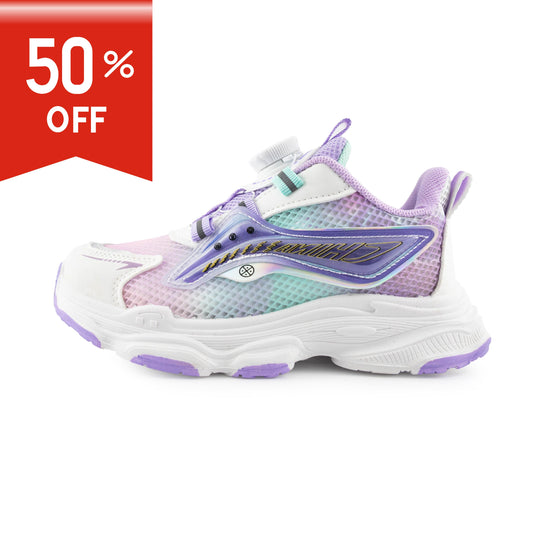Kid's Rotary buckle Sneakers - Purple/White D3032