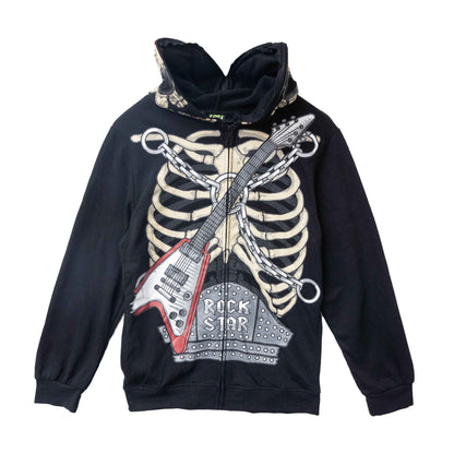Boys Rock Star Skull Zip Over Face Hoodie